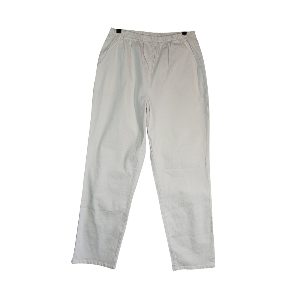 Denim‎ & Co Womens XL White Pull On Pants High Rise Cotton Stretch Travel NWT